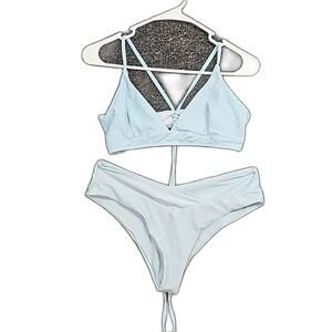 Shein Light Blue Bikini Top and Bottom Large L